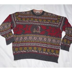 Connemara Design Ed Roberts Lambswool Cashmere Fair Isle Sweater Mens 52 XL Grey